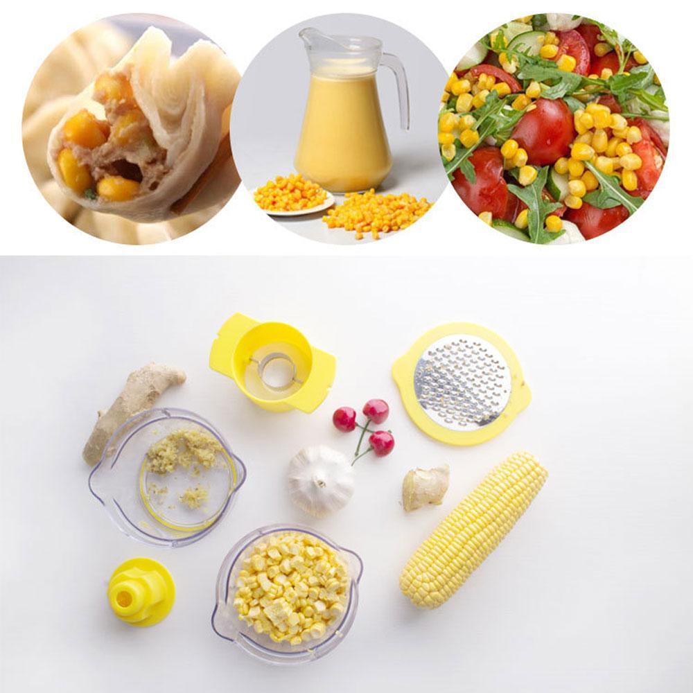 Cob Corn Stripper With Built-In Measuring Cup And Grater