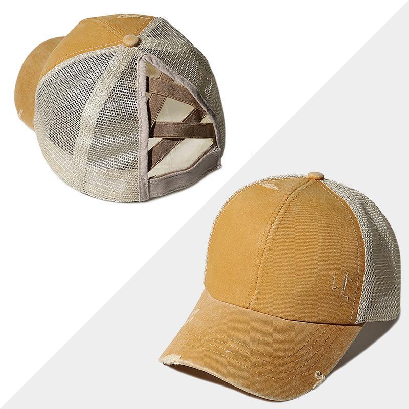 New Mesh Cross Outout Ponytail Baseball Cap