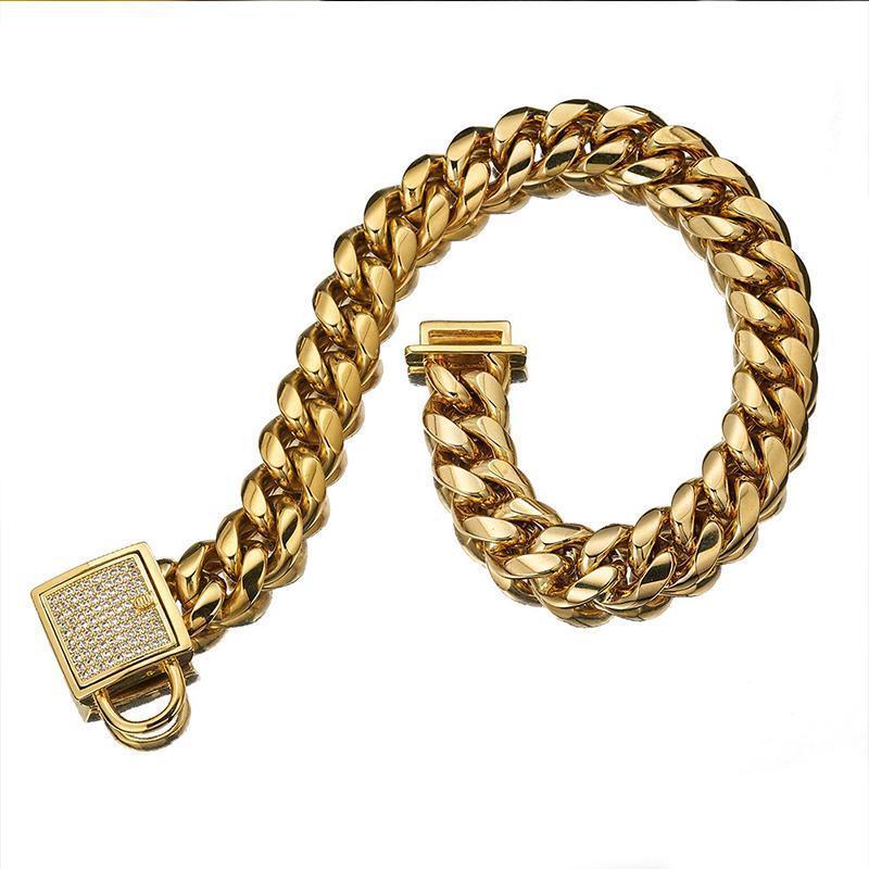 Zirconia Lock Buckle Dogs Chain Necklace