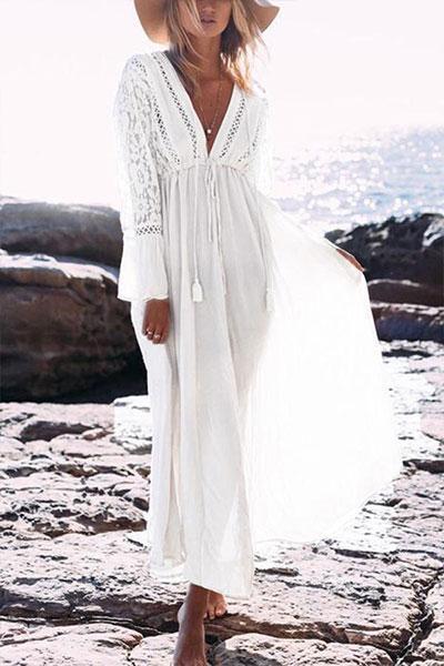 Best Casual Lace Beach Vacation Maxi Dress