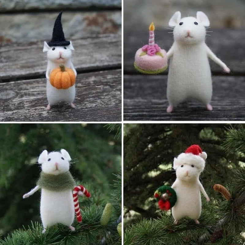 Felt Mouse and Pumpkin Ornament