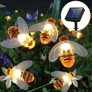 Solar-Powered LED Bee String Lights