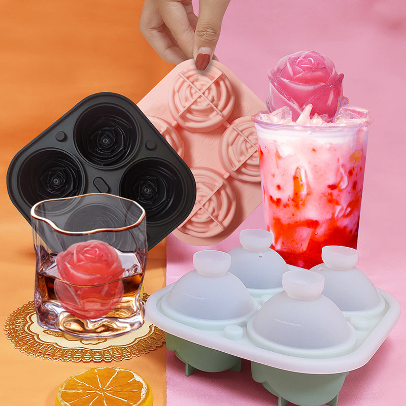 4-Compartment Large Rose Ice Cube Mold