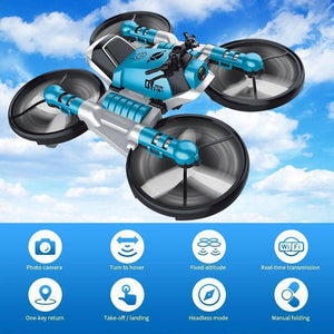 2 in 1 Folding RC Drone and Motorcycle Vehicle