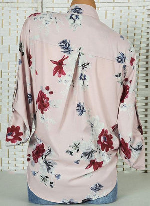 Floral Casual Stand Collar Long Sleeve Blouses TOPS.FL