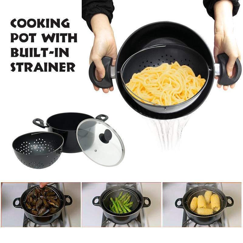 Cooking Pot With Built-In Strainer - Best Helper For Kitchen