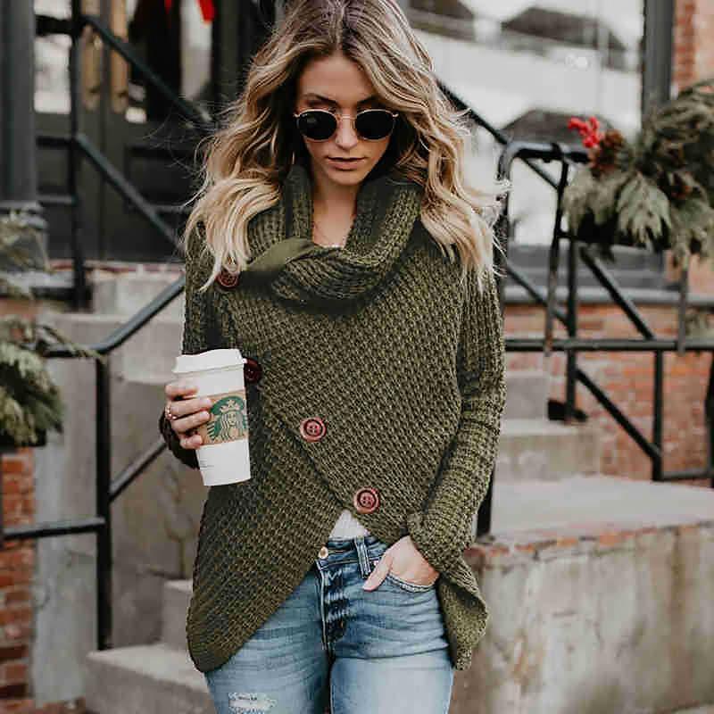 Irregular Ladies High Collar Sweater