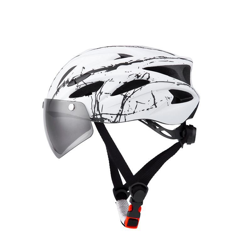 Bike Helmet with Goggles Visor and LED Back Light