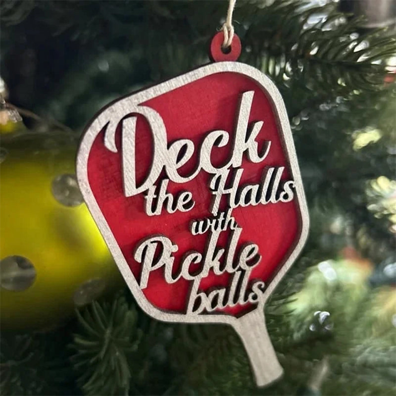 Wooden Christmas Pickle Ball Decoration Pendant