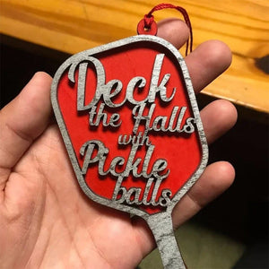 Wooden Christmas Pickle Ball Decoration Pendant