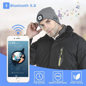 Bluetooth Beanie Hat with LED Headlight