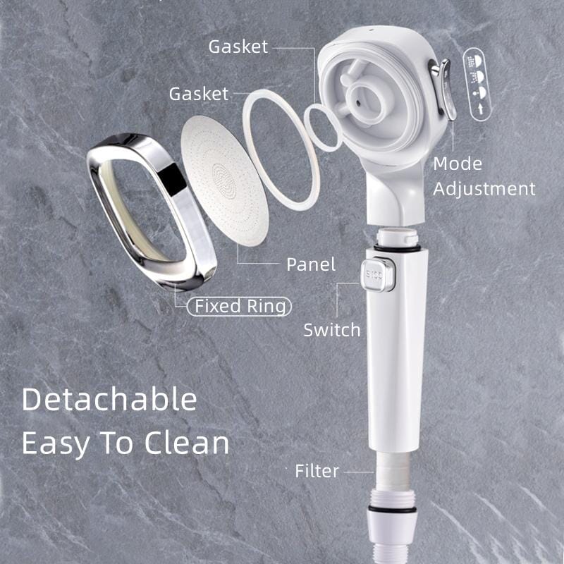 💦4-mode Handheld Pressurized Shower Head with Pause Switch