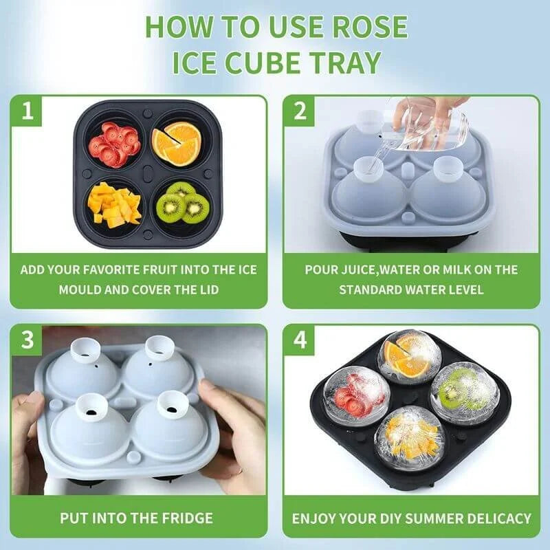 4-Compartment Large Rose Ice Cube Mold