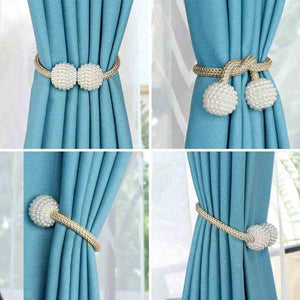 Hirundo Pearl Curtain Tiebacks with Strong Magnetic Clips, 2 pcs