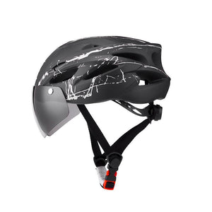 Bike Helmet with Goggles Visor and LED Back Light