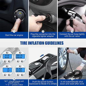 4-in-1 Portable Car Vacuum Cleaner, with LCD Display