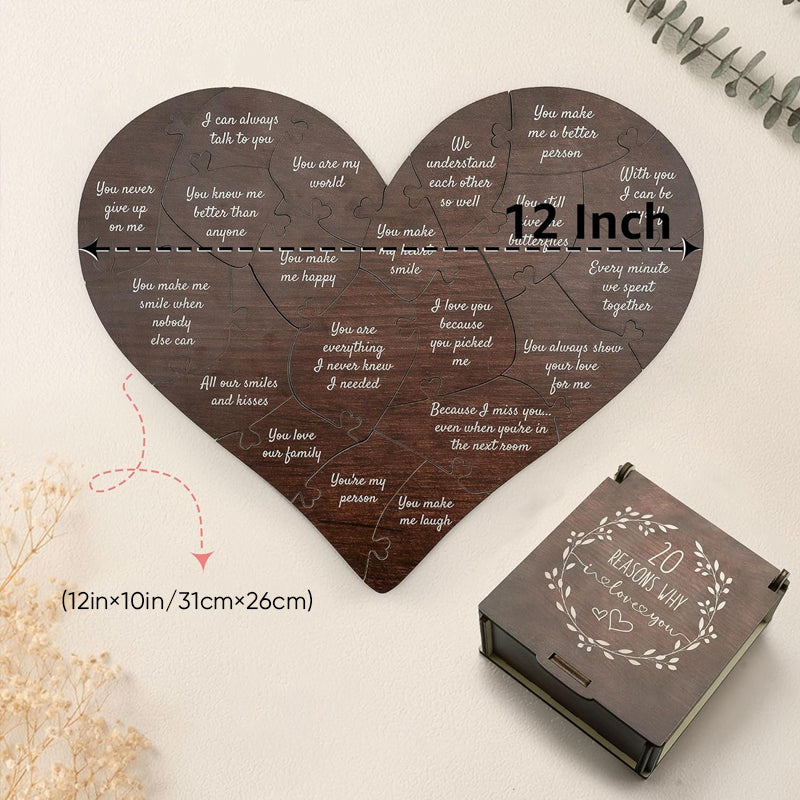 Reasons I Love You Heart Shaped Puzzle Gifts for Your Loved Ones