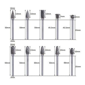 DOMOM 10-In-1 Tungsten Steel Grinding Head Set ( 10PCs )