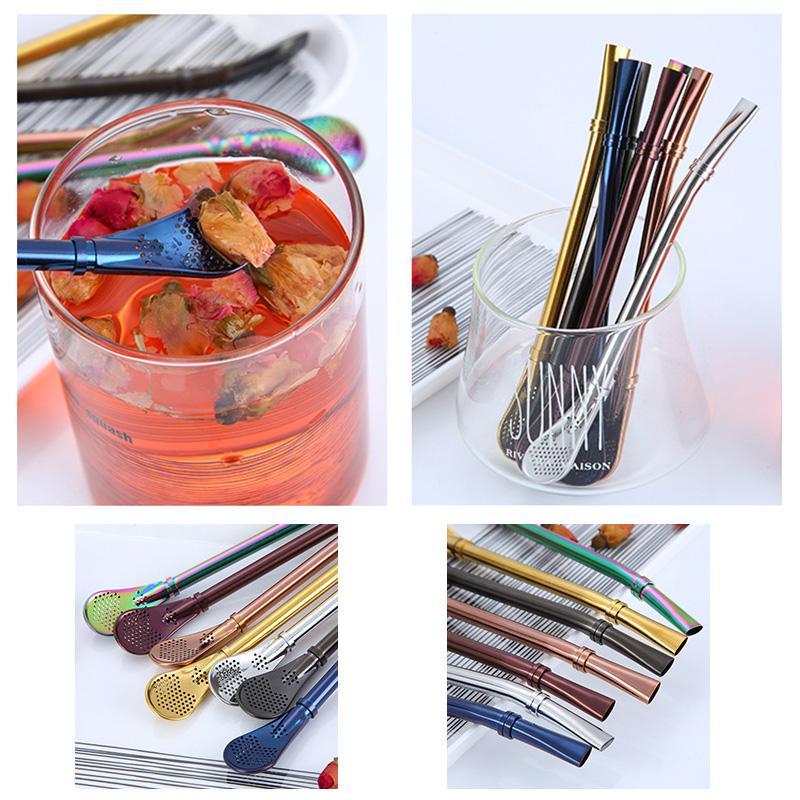 Coffee Spoon Stainless Steel Drinking Straw