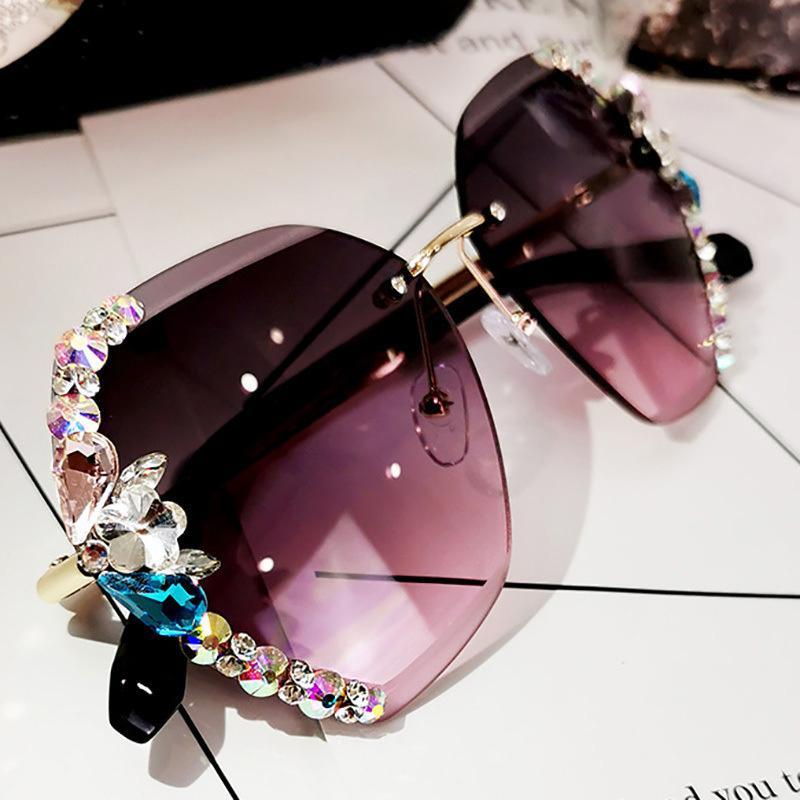 2020 Vintage Fashion Rimless Crystal Sunglasses