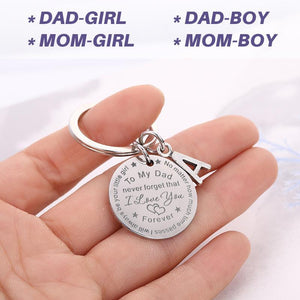 To My Dad/Mom Keychain (letter pendant)