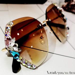 2020 Vintage Fashion Rimless Crystal Sunglasses