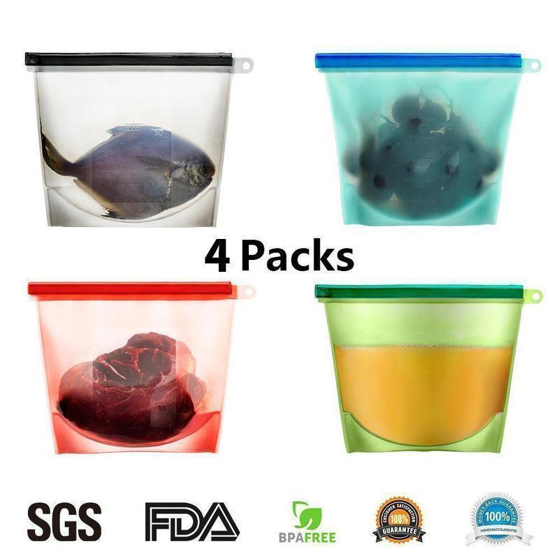 Silicone Food Storage Bags, 4 colors