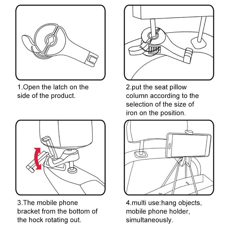 Car Headrest Hook with Phone Holder