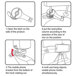 Car Headrest Hook with Phone Holder