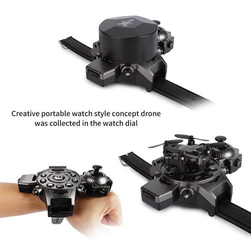 Mini Drone Aircraft Foldable Aerial WiFi Watch Remote Control