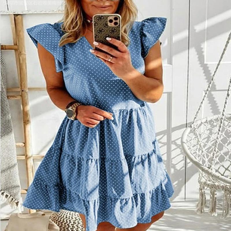 V-neck Ruffled Dress