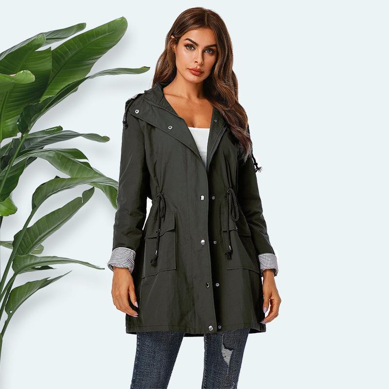 Women Hooded Drawstring Coat