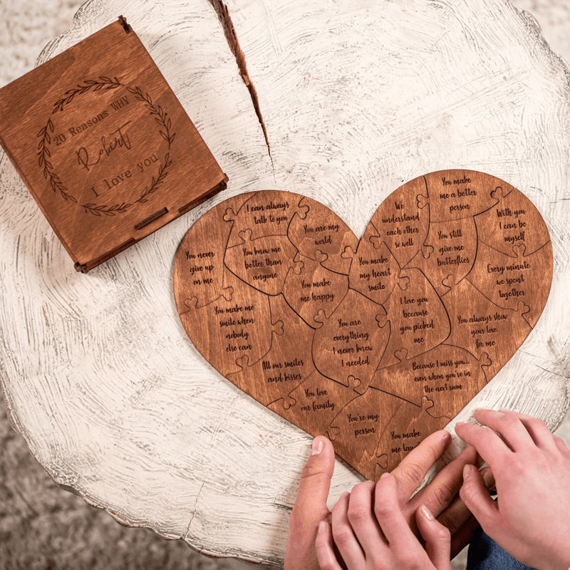 Reasons I Love You Heart Shaped Puzzle Gifts for Your Loved Ones