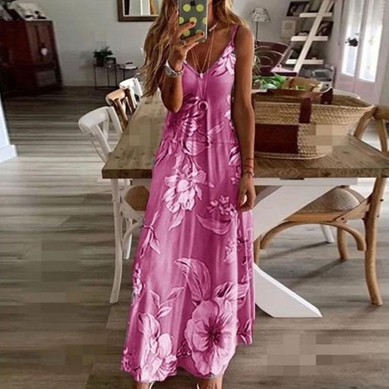 Women Long Section Flower Camisole Dress