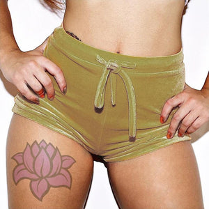 Women Velvet High Waist Shorts