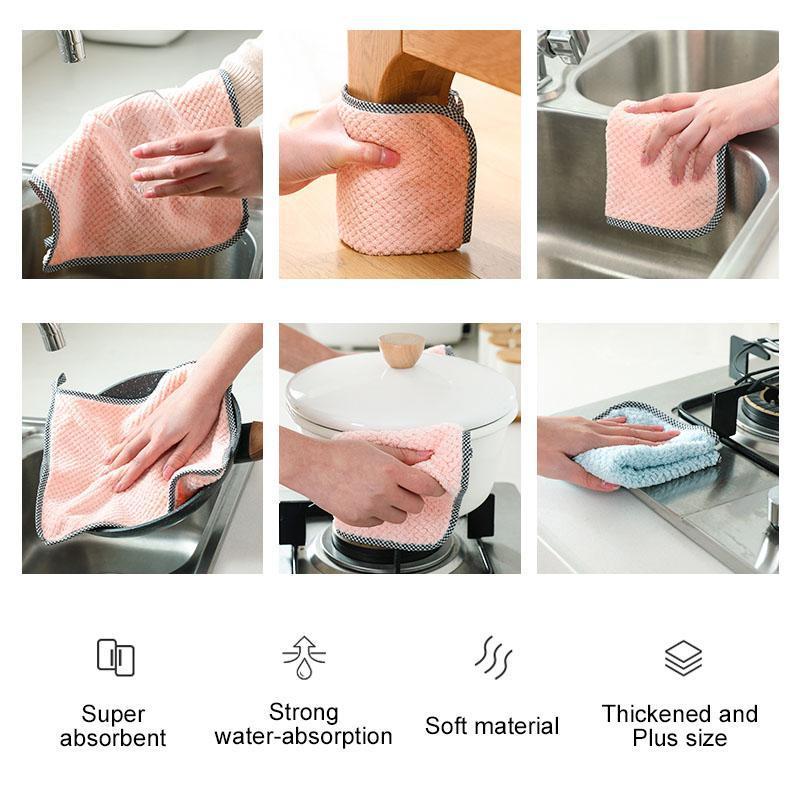 Ultra-Absorbent Microfiber Dishcloths (5 PCs)