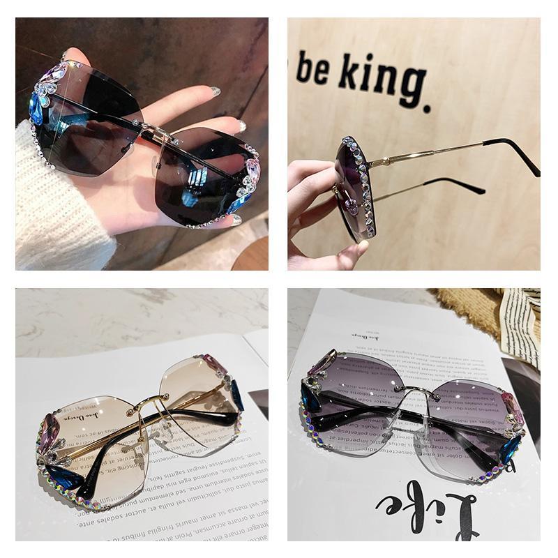 2020 Vintage Fashion Rimless Crystal Sunglasses