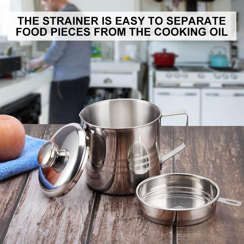 Home Grease Container With Strainer