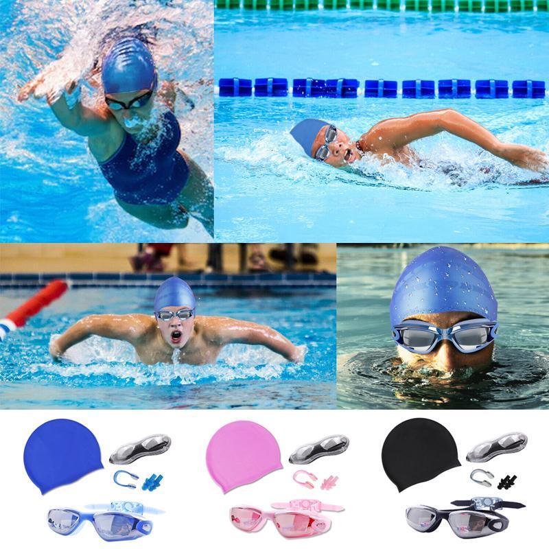 Swimming Set - Goggles, Cap, Earplug, Nose Clip