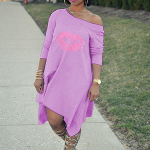 Lips Print T-shirt Dress