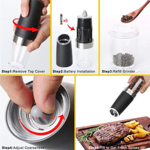 Automatic Electric Gravity Induction Salt and Pepper Grinder