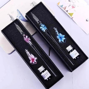 Glass Calligraphy Pen Set with Ink and Pen Rest