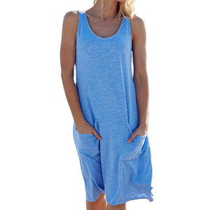 Women's Tank Top Vest Soild Pocket Daily Dress