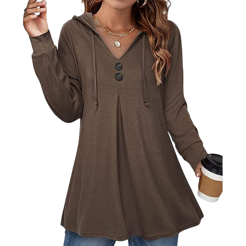 Women's Button Hooded Sweatshirt